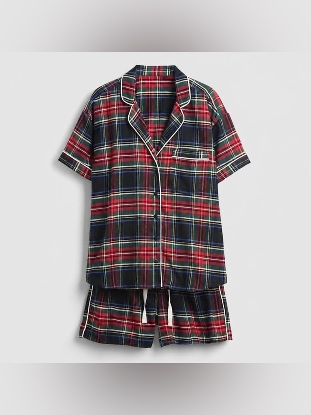 NWT Gap Women's Softest Flannel PJ Short Set Red Black Tartan Plaid XL Holidays